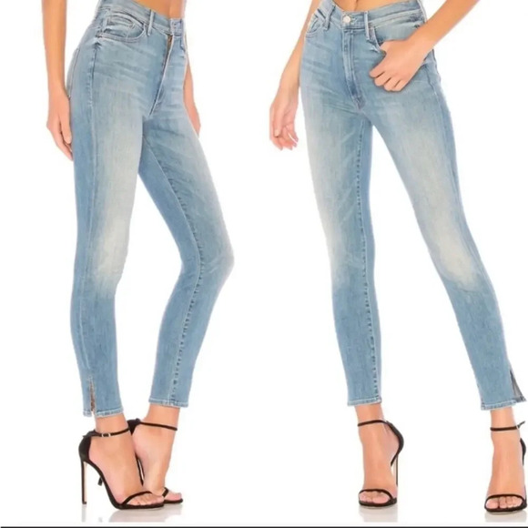 MOTHER The Swooner Ankle Slice Lemonade and Lies Blue Size 24 - Picture 2 of 8